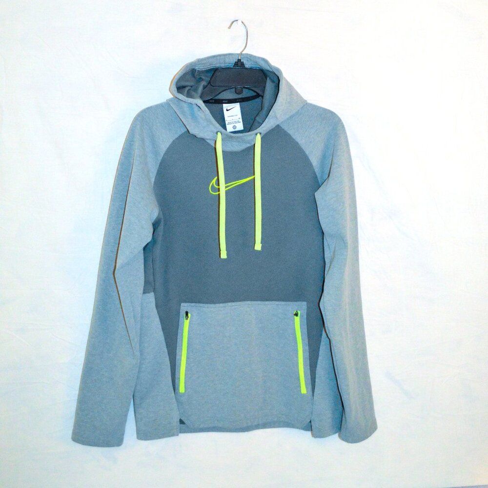 Nike Therma-Fit Men’s Small Gray Hoodie Neon Accents